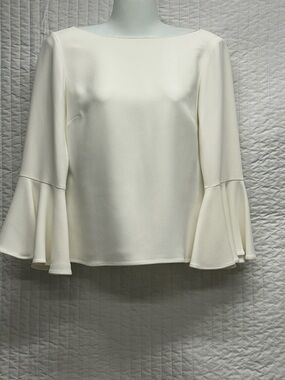 Carolina Herrera Cream Bell-Sleeve Blouse